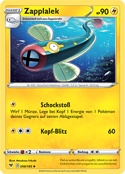 Pokemon Schwert & Schild Farbenschock Zapplalek 058/185 Reverse Holo Foil