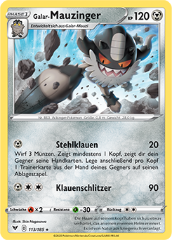 Pokemon Schwert & Schild Farbenschock Galar-Mauzinger 113/185 Reverse Holo Foil