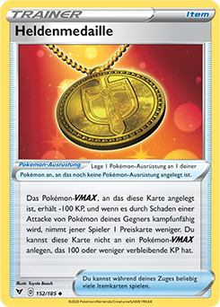 Pokemon Schwert & Schild Farbenschock Heldenmedaille 152/185 Reverse Holo Foil