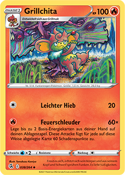 Pokemon Schwert & Schild Fusionsangriff Grillchita 038/264 Reverse Holo Foil