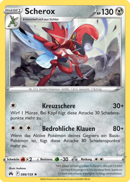 Pokemon Zenit der Könige Scherox 086/159 Reverse Holo Foil