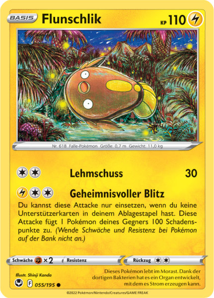 Pokemon Schwert & Schild Silberne Sturmwinde Flunschlik 055/195 Reverse Holo Foil