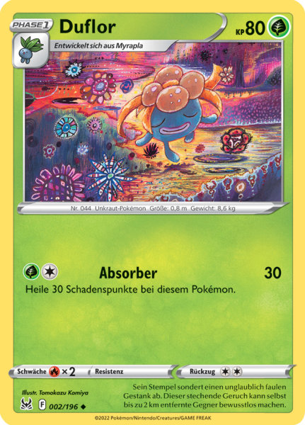 Pokemon Schwert & Schild Verlorener Ursprung Duflor 002/196 Reverse Holo Foil