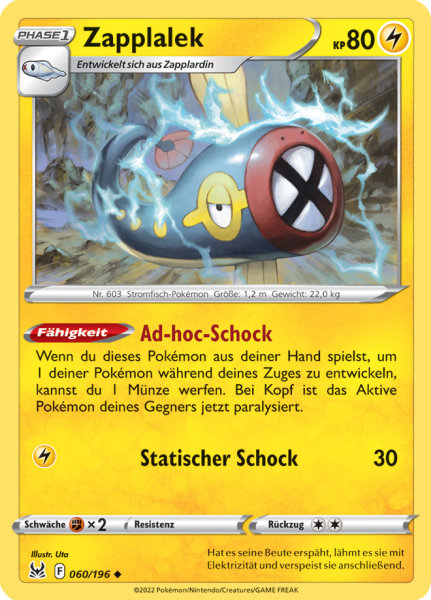 Pokemon Schwert & Schild Verlorener Ursprung Zapplalek 060/196