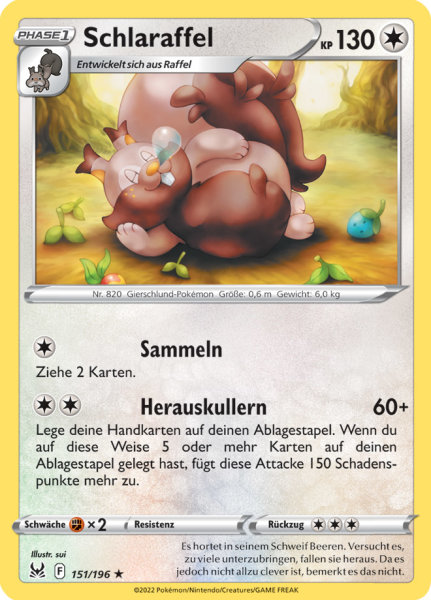 Pokemon Schwert & Schild Verlorener Ursprung Schlaraffel 151/196 Reverse Holo Foil