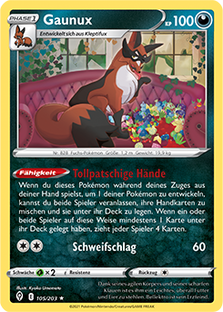 Pokemon Schwert & Schild Drachenwandel Gaunux 105/203